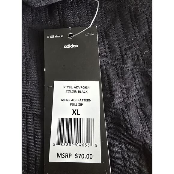 Adidas Men’s Black Quilted Full Zip Jacket Lightweight Casual Training Size XL - Picture 2 of 6